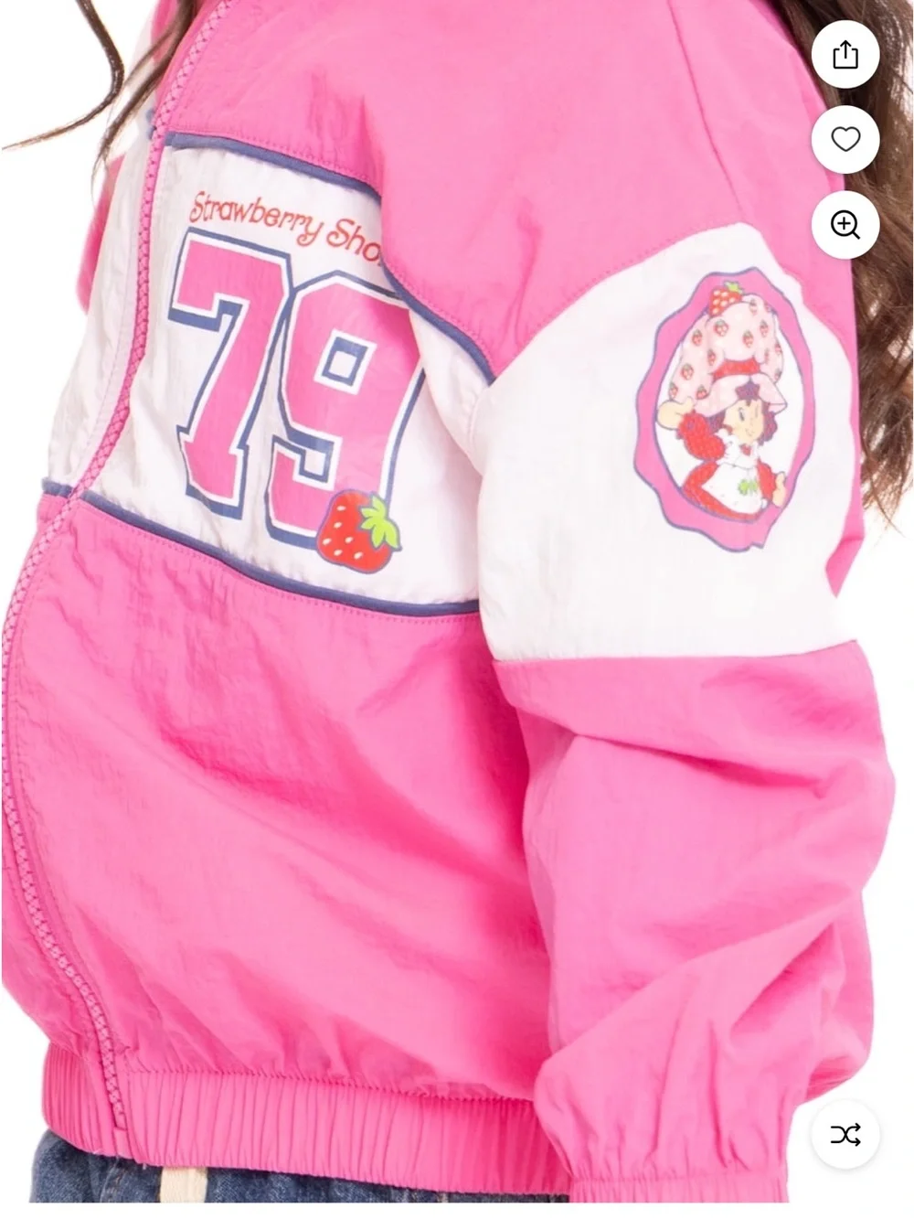 NWT Strawberry Shortcake Girls Pink Windbreaker Jacket Lightweight Zip Coat